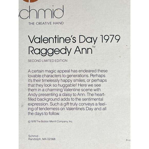 Vintage Raggedy Ann & Andy Valentines 1979 SCHMID Porcelain Collector's Plate! - Picture 5 of 7